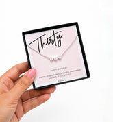 30th birthday sterling silver 3 heart decades necklace