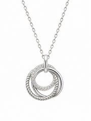 Silver 3 ring necklace with cz stones.