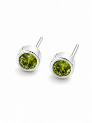 Peridot, august birthstone sterling silver stud earrings.