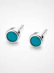 Turquoise December birthstone solid silver studs