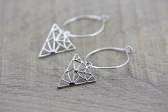 Geometric Earrings/Silver Geometric Earrings/Silver Dangle Earrings/Sterling silver Earrings/Triangle Dangle Earrings/Geometric Jewellery