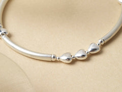 Sterling Silver 50th Birthday Bracelet: Five Heart Beads, Milestone Gift