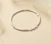 Sterling Silver 50th Birthday Bracelet: Five Heart Beads, Milestone Gift