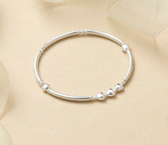 Sterling Silver 50th Birthday Bracelet: Five Heart Beads, Milestone Gift