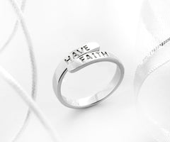 Sterling silver have faith affirmation ring with engraving.