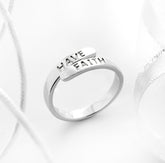 Sterling silver have faith affirmation ring with engraving.