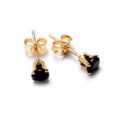 Gold filled black spinel stud earrings with 4mm gemstones.