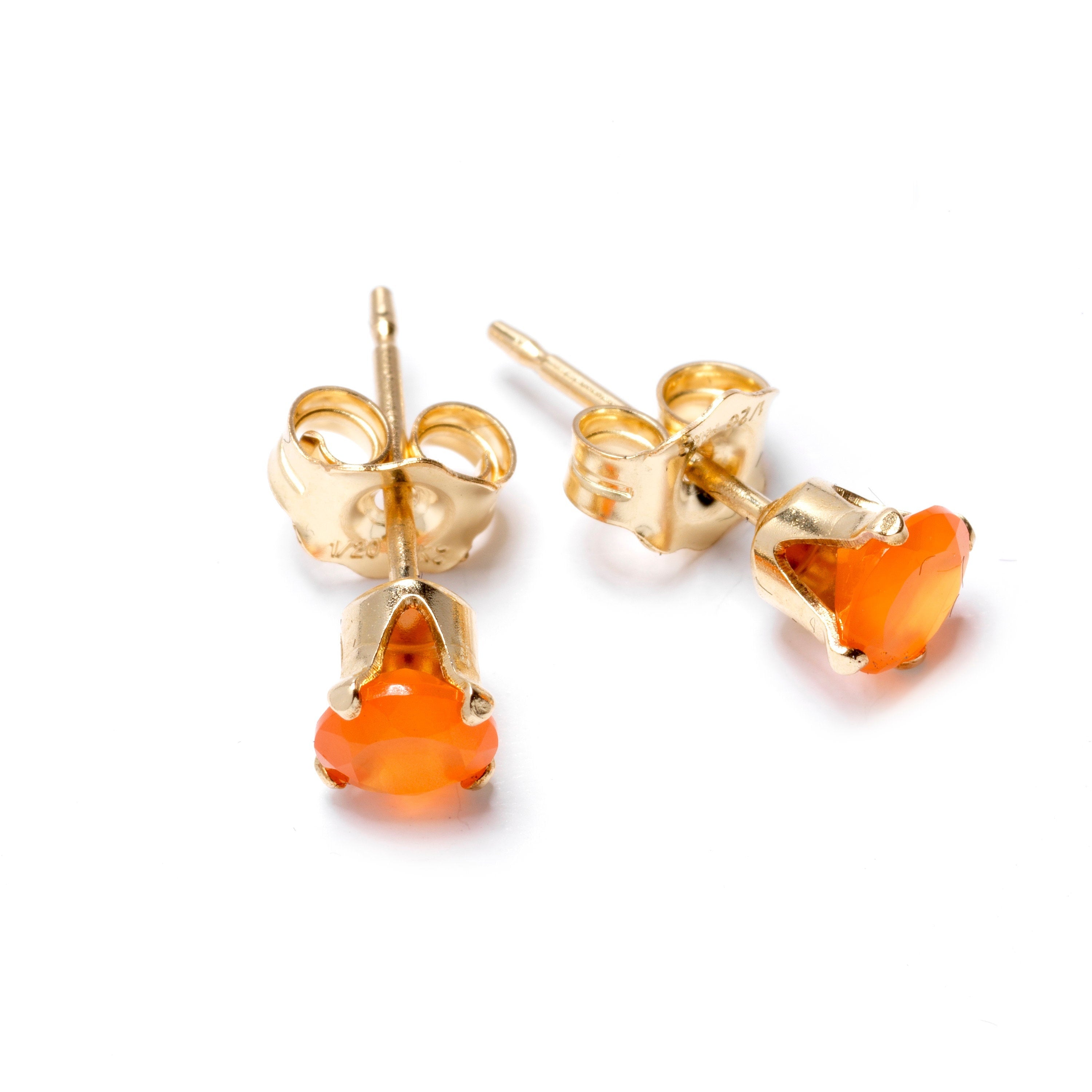 Carnelian Stud Earrings, Gold Carnelian Studs, Carnelian Earrings, 4mm Gemstone Studs, Gold Carnelian Earrings, Gold Earrings, Gift For Her
