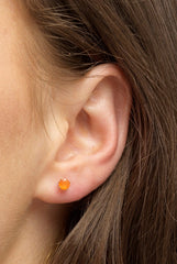 Carnelian Stud Earrings, Gold Carnelian Studs, Carnelian Earrings, 4mm Gemstone Studs, Gold Carnelian Earrings, Gold Earrings, Gift For Her