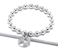 Silver Bead World Map Bracelet.