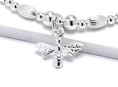 Sterling Silver Bee Bracelet - Silver Bumble Bee Charm Bracelet, Bee Jewellery, Sterling Silver Bracelets, Sterling Silver Stretch Bracelet