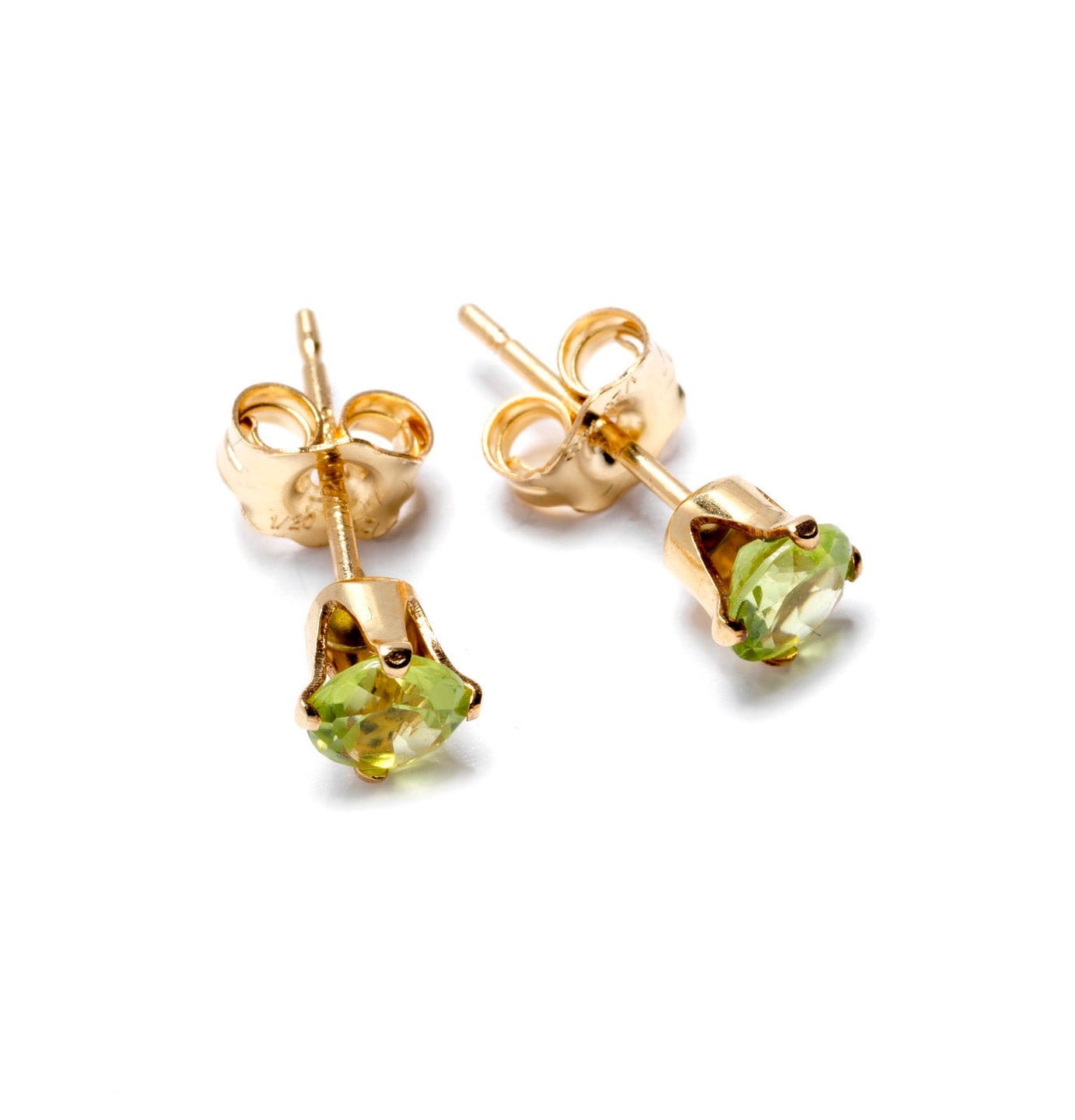 Gold filled peridot stud earrings in Bijou Betty gift box.