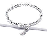 Tassel Bracelet, Sterling Silver Tassel Bracelet, Sterling Silver Stretch Bracelet, Tassel Jewellery, Silver Charm Bracelet, Gift For Her