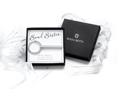 Stainless steel soul sister keyring in Bijou Betty gift box.