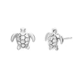 Sterling silver turtle stud earrings in Bijou Betty gift box