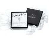 Daughter Necklace, Birthstone Necklace, Silver Feather Necklace, Daughter Gift From Mum, Gift For Daughter