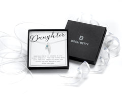 Daughter Necklace, Birthstone Necklace, Silver Feather Necklace, Daughter Gift From Mum, Gift For Daughter