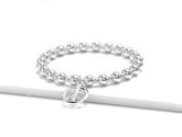 Solid Silver Peace Bracelet - Silver Bead and Peace Charm Bracelet - Symbol of Peace - Gift for Daughter, Friend, Sister, or Someone Special