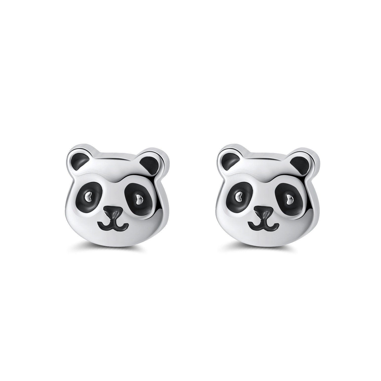 Sterling Silver Panda Stud Earrings