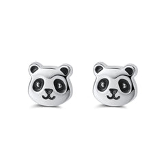 Sterling silver panda stud earrings.