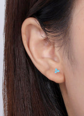 Three Cz Stud Earrings, Silver Tiny Studs, Turquoise Studs, Minimalist Stud Earrings, Stud Earrings, Gold Dainty Studs, Tiny Earrings