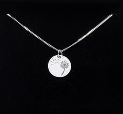 Sterling silver dandelion necklace in Bijou Betty gift box.