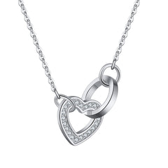 Sterling silver team leaving heart necklace with CZ stones.