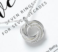 70th Birthday Necklace, 7 Rings for 7 Decades Necklace.