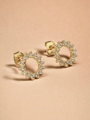 Gold sunburst stud earrings for 60th birthday.