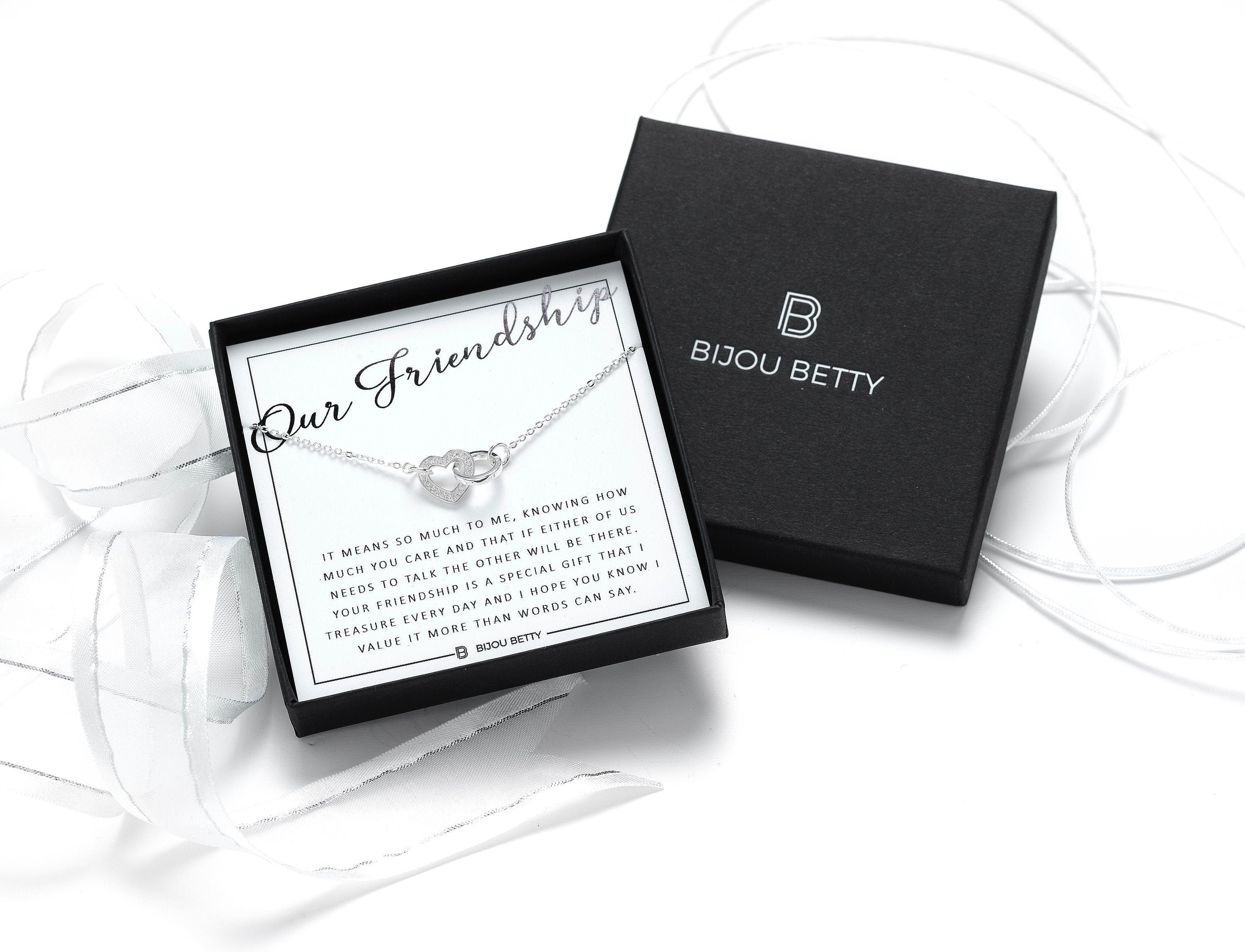 Sterling silver best friend necklace in Bijou Betty gift box.