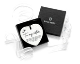 Ceramic sister heart keepsake with optional Bijou Betty gift box.