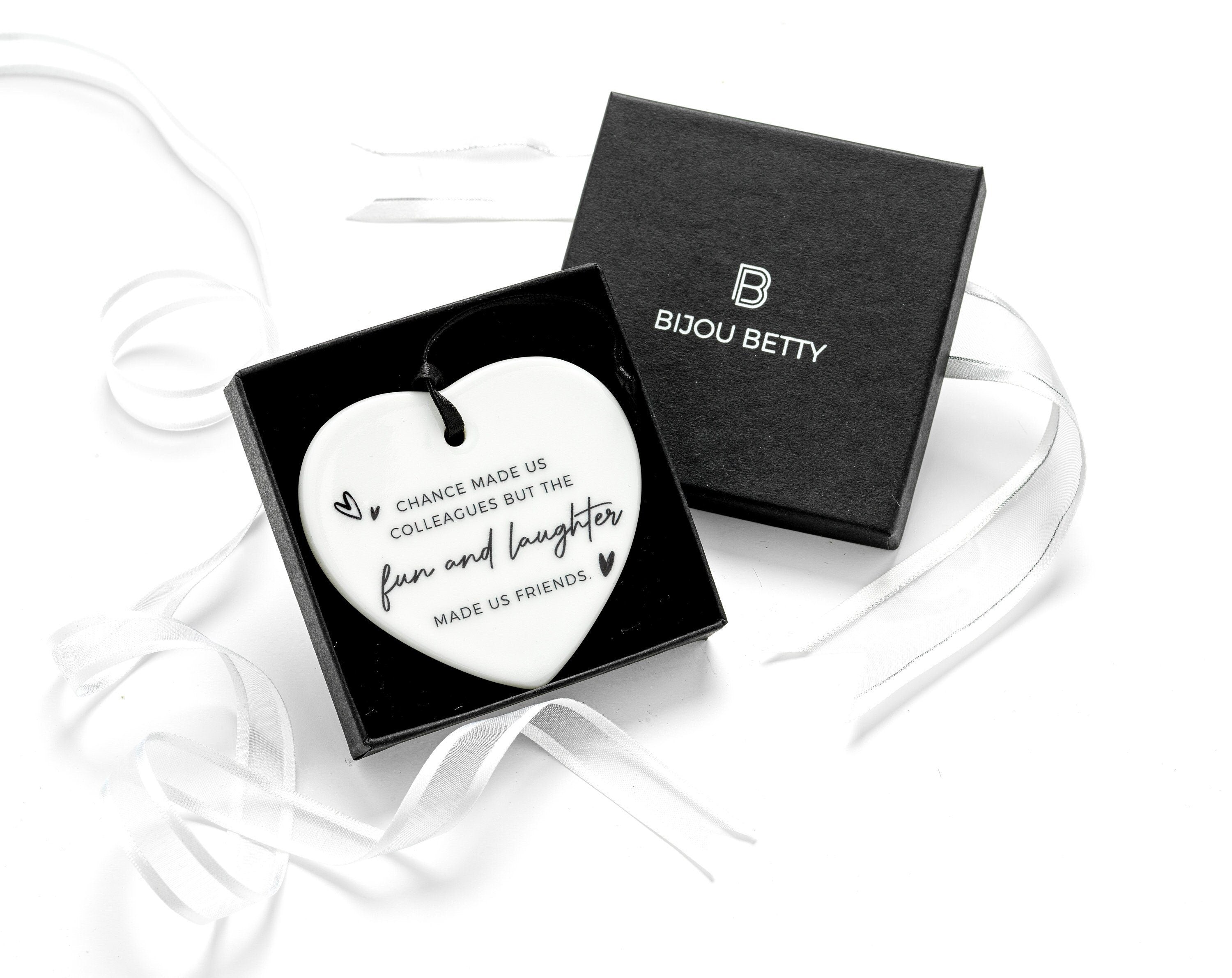 Ceramic colleague heart decoration in Bijou Betty gift box.