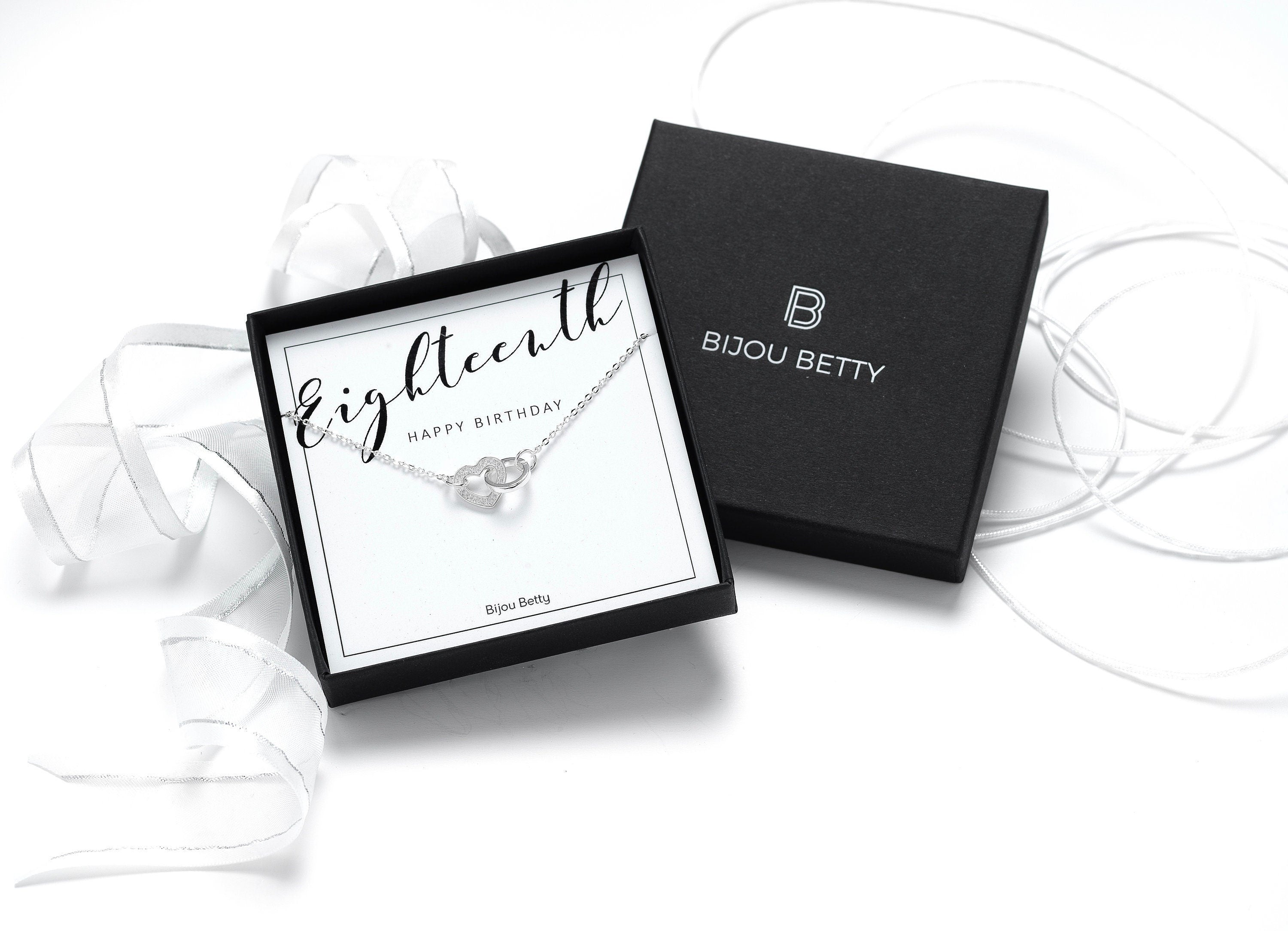 Sterling silver 18th birthday heart necklace with CZ gems.
