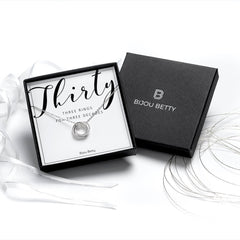 Silver 30th necklace with 3 interlinked rings