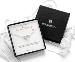 Sterling silver heart necklace sister gift in Bijou Betty gift box.