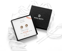 Sterling silver 40th birthday earrings in Bijou Betty gift box.