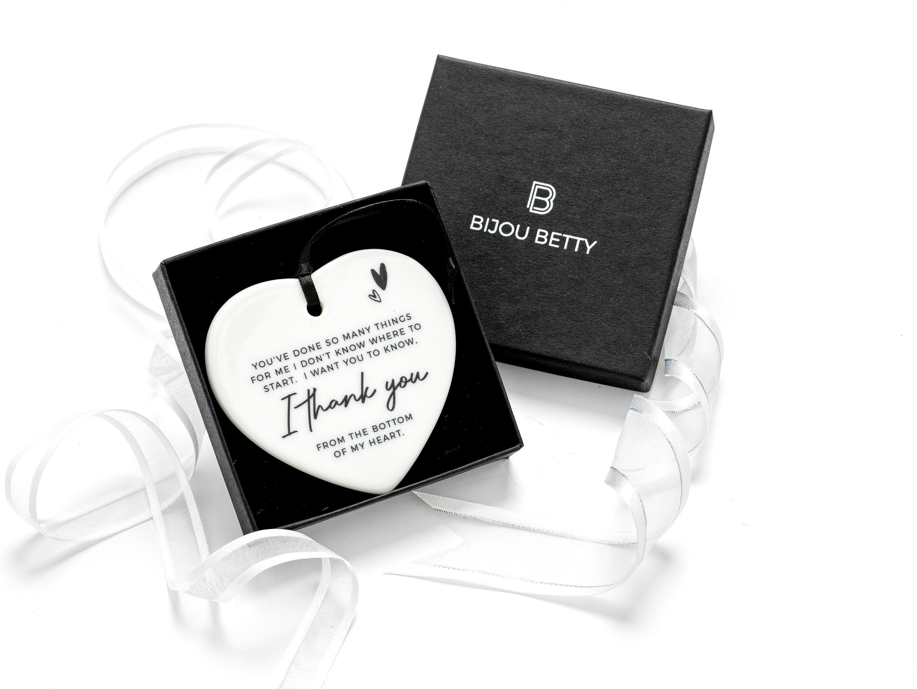 Ceramic thank you heart keepsake in Bijou Betty gift box.