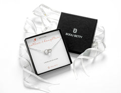 Sterling silver mum daughter necklace in Bijou Betty gift box and bag.