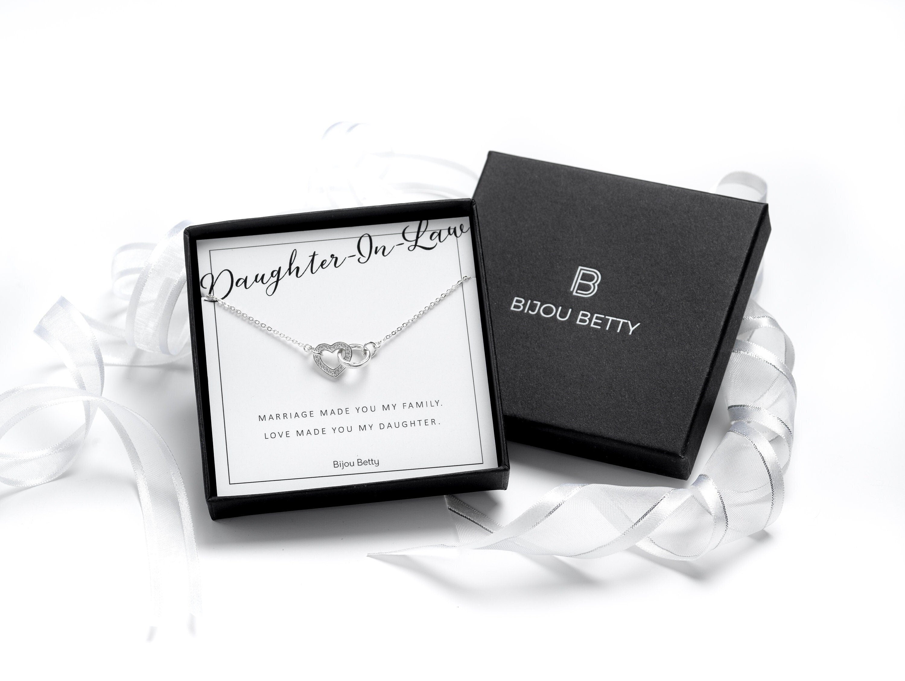 Sterling silver daughter-in-law necklace in Bijou Betty gift box.