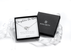 Sterling silver daughter-in-law necklace in Bijou Betty gift box.