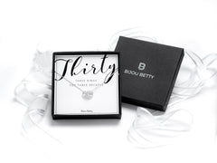 Sterling silver 30th birthday necklace in Bijou Betty gift box.