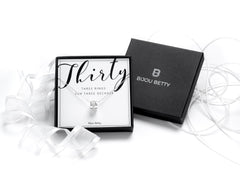 Sterling silver 30th birthday necklace in Bijou Betty gift box.