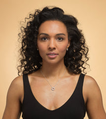 Model wearing 30th birthday s rings silver necklace