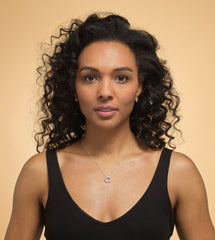 Model wearing sterling silver friendship necklace.