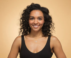 1Model wearing sterling silver 17th birthday angel necklace.