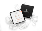 Sterling silver 50th birthday CZ earrings in Bijou Betty gift box.