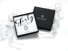 Sterling silver 40th birthday 4 ring necklace in Bijou Betty gift box.