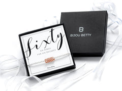 Sterling silver 60th birthday bracelet, gift for mum, 925 silver with rose gold vermeil rings, stretch cord, in Bijou Betty gift box.