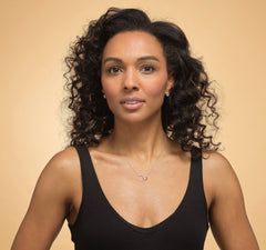 Model wearing sterling silver sympathy necklace.