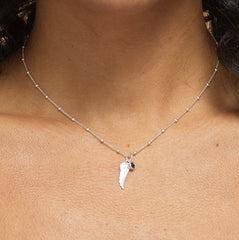 Daughter Necklace, Birthstone Necklace, Silver Feather Necklace, Daughter Gift From Mum, Gift For Daughter